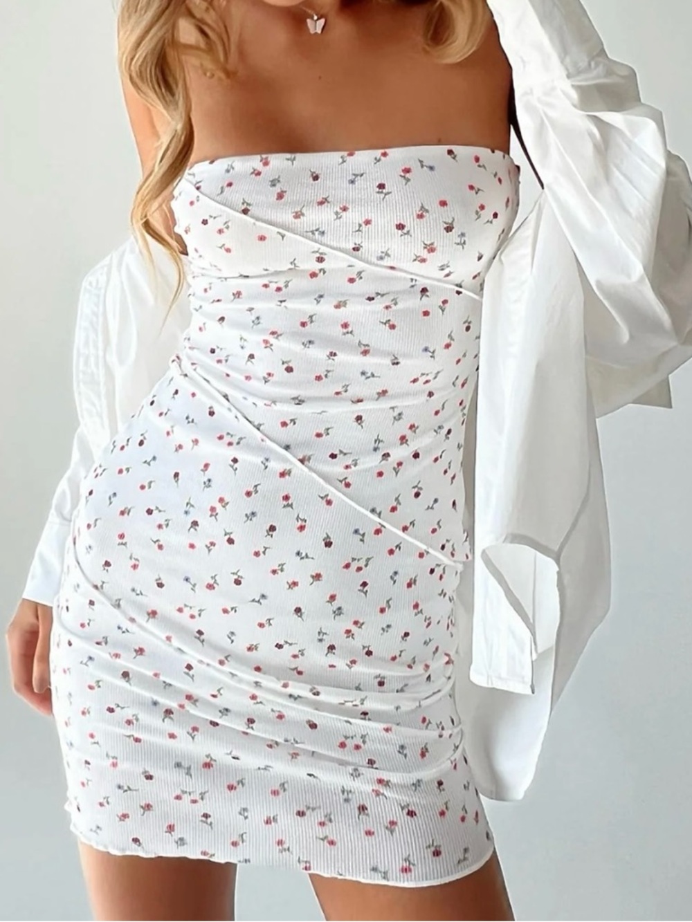 Princess Polly Floral Strapless Mini Dress US 0 Cottagecore Y2K